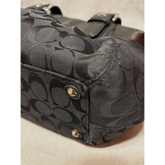 Coach Y2K Black Signature Pleated Soho Canvas and Leather Shoulder Bag F13742 - Picture 9 of 13